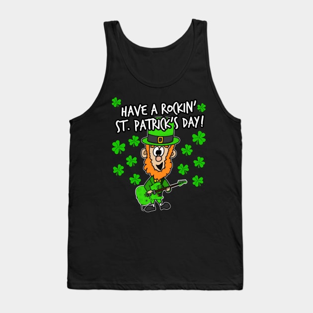 Have A Rockin' St. Patrick's Day Leprechaun Guitar Tank Top by doodlerob